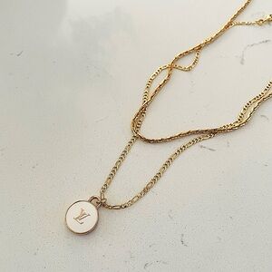 Luxury Double Sided White/Gold Logo Repurposed Zipper Pull Necklace